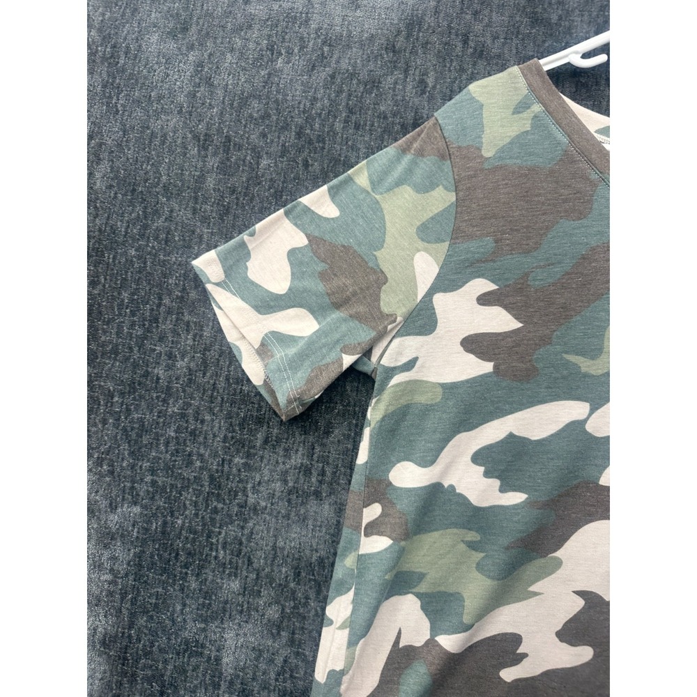 Zenana T Shirt Women Large Multicolor Camouflage Stretch Round Hem V Neck Summer - Picture 5 of 13